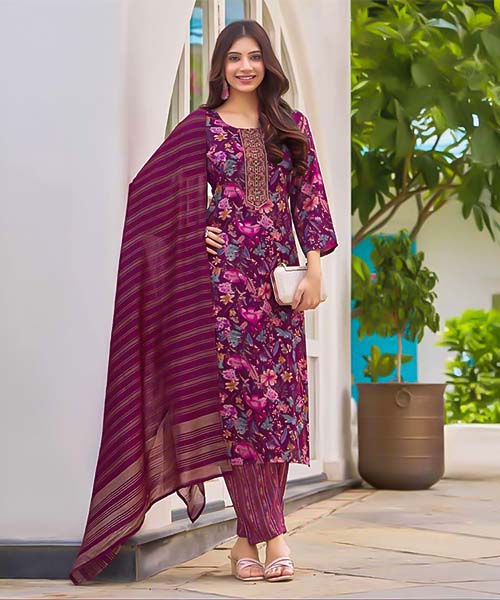 Magenta  Rayon Casual Wear Salwar Kameez in bulgaria