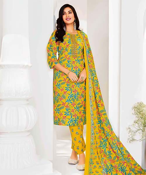 Green  Cotton Printed Salwar Kameez