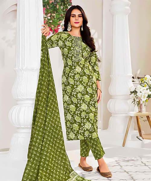 Green  Cotton Printed Salwar Kameez in switzerland