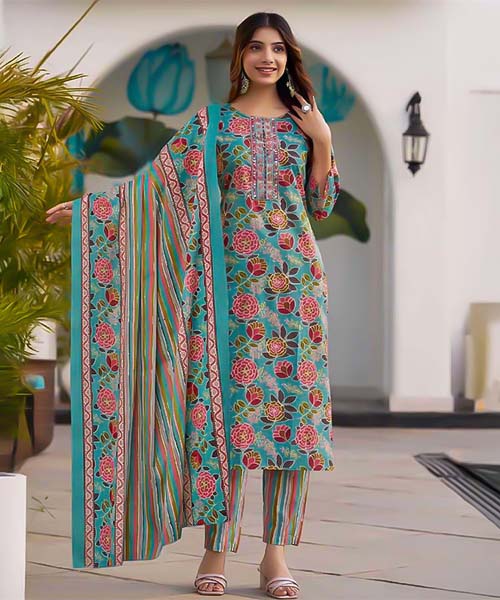 Blue Cotton Casual Wear Salwar Kameez in northampton