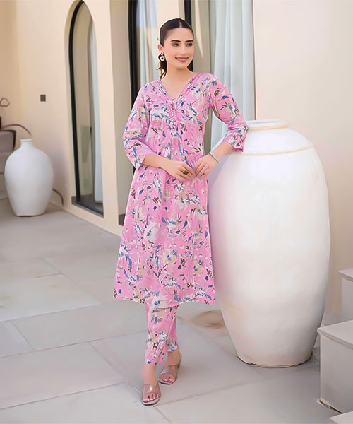 Purple  Cotton Printed Kurti