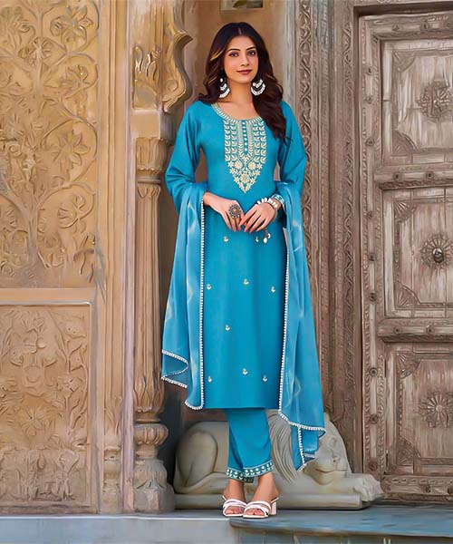 Blue Liva Rayon Casual Wear Salwar Kameez in lichfield