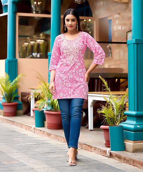 Purple  Cotton Casual Wear Kurti