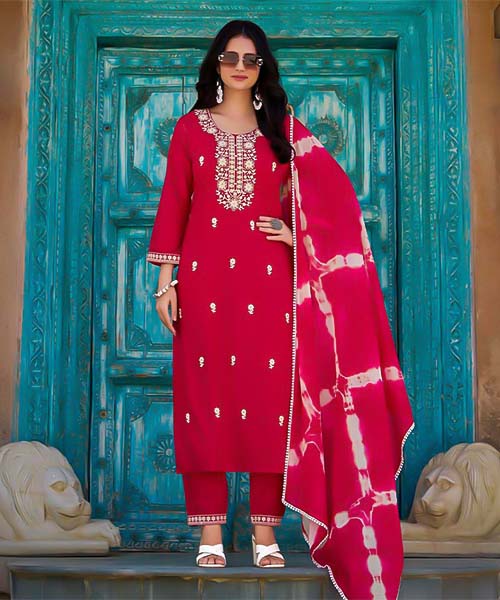 Red  Liva Rayon Casual Wear Salwar Kameez in lichfield