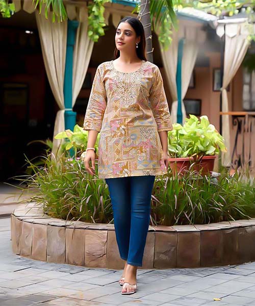 Yellow Cotton Casual Wear Kurti