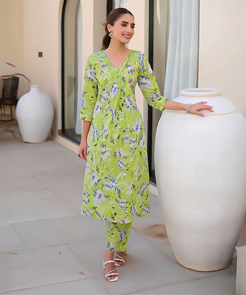 Green  Cotton Printed Kurti in peterborough