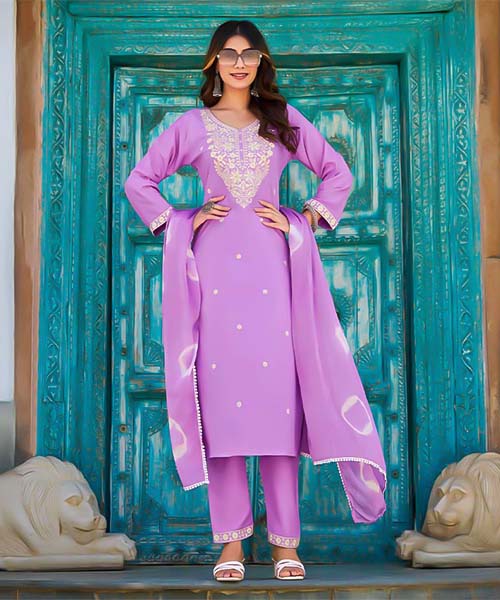 Purple Liva Rayon Casual Wear Salwar Kameez in lichfield