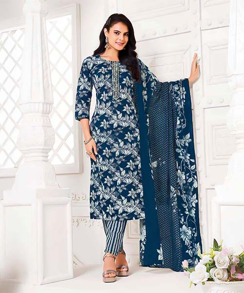 Blue  Cotton Casual Wear Salwar Kameez in ipswich