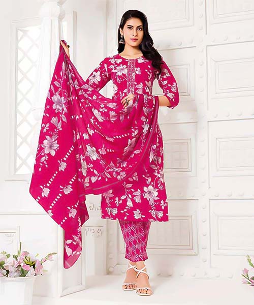 Magenta  Cotton Casual Wear Salwar Kameez in ipswich