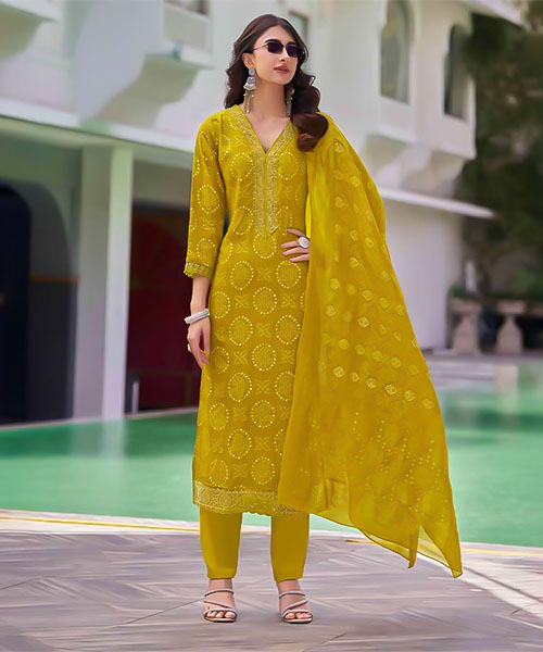 Green  Rayon Casual Wear Salwar Kameez