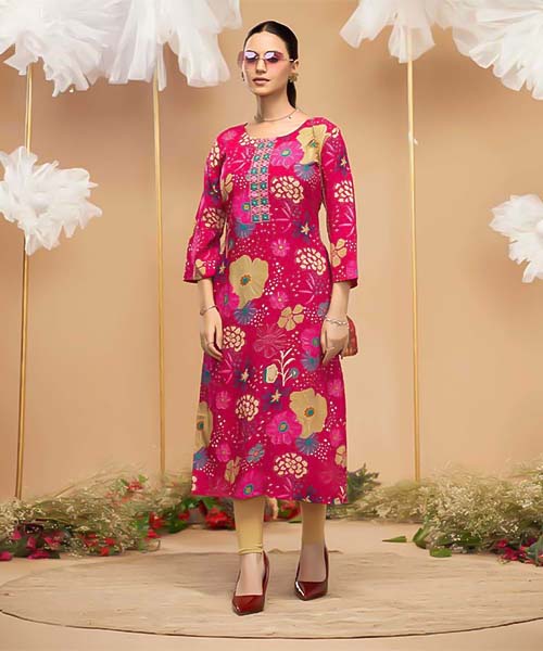 Magenta  Liva Printed Kurti