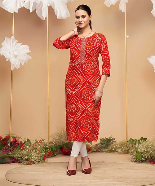 Red Liva Printed Kurti