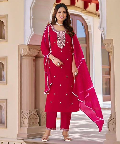 Red Cotton Casual Wear Salwar Kameez in austin