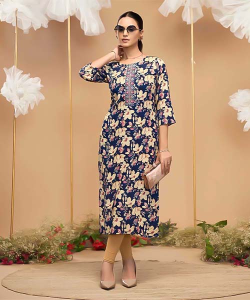 Blue Liva Printed Kurti