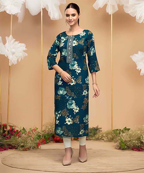 Blue Liva Printed Kurti