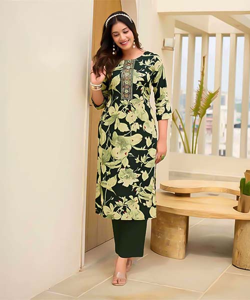 Green  Rayon Printed Kurti in denver