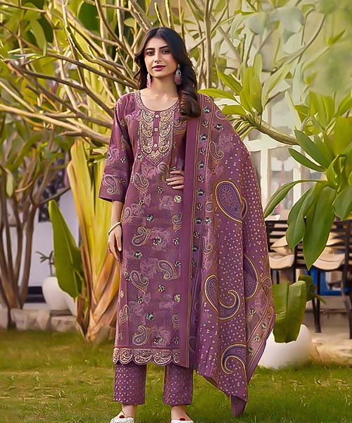 Purple Modal Printed Salwar Kameez