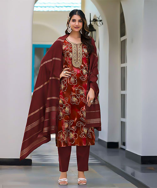 Brown Rayon Casual Wear Salwar Kameez in seattle