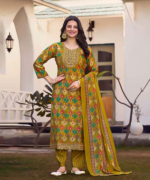 Yellow Modal Printed Salwar Kameez