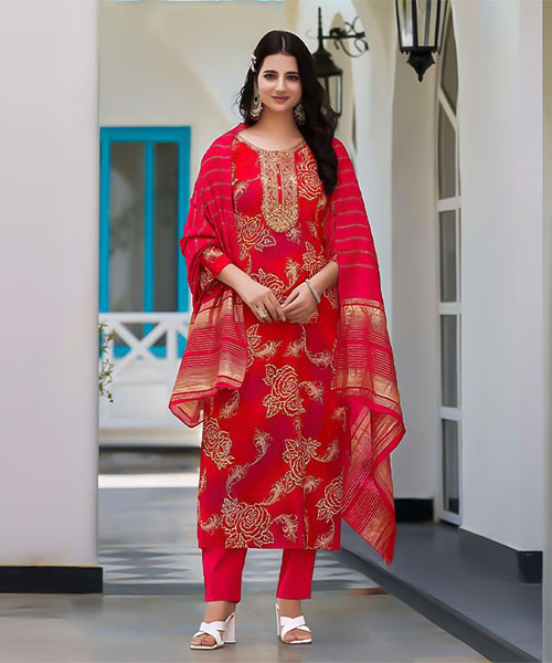 Red  Rayon Casual Wear Salwar Kameez in seattle