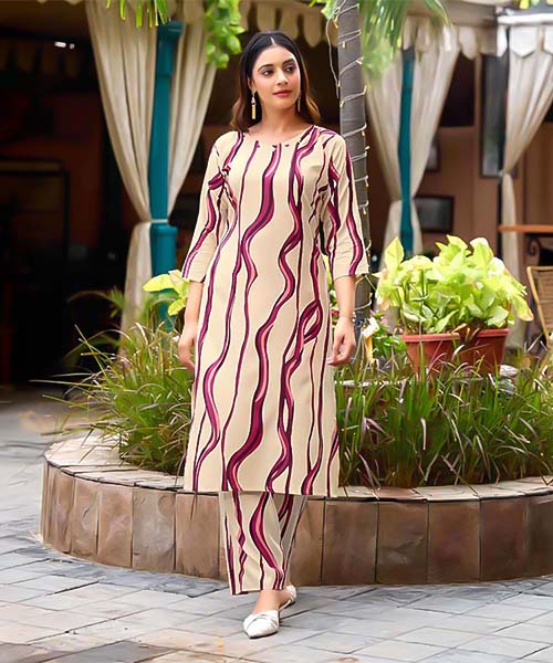 White  Rayon Printed Kurti