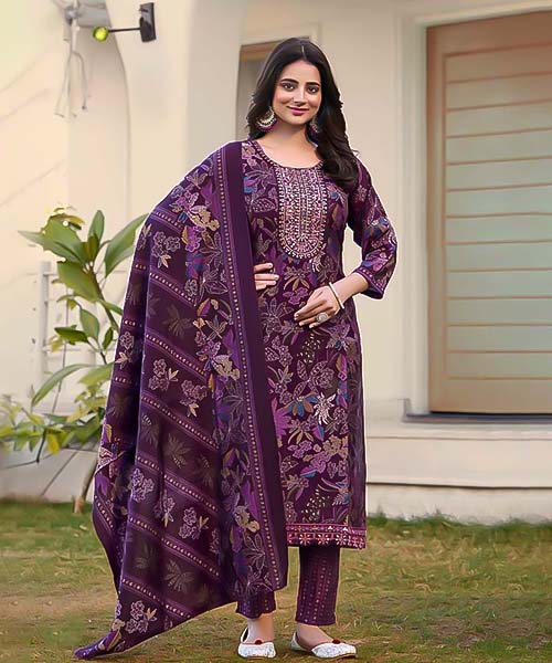 Purple Modal Printed Salwar Kameez