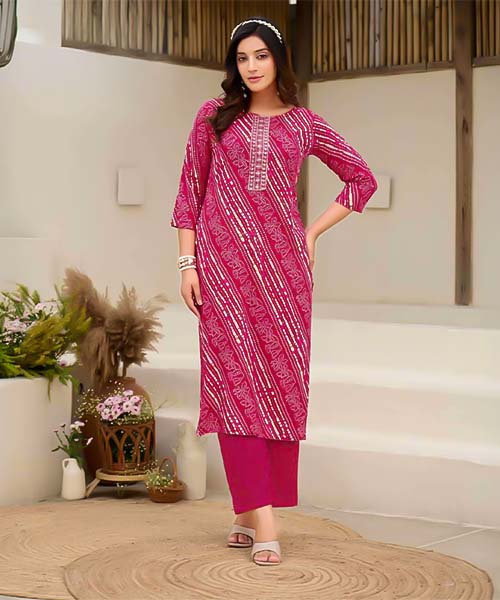 Magenta  Rayon Printed Kurti in denver