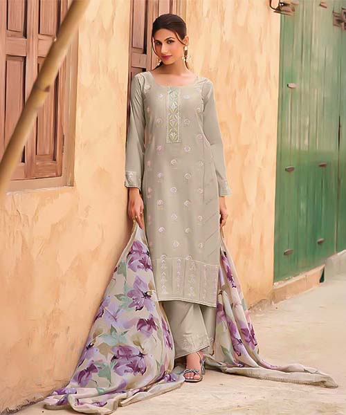Grey  Jam Cotton Casual Wear Salwar Kameez in australia