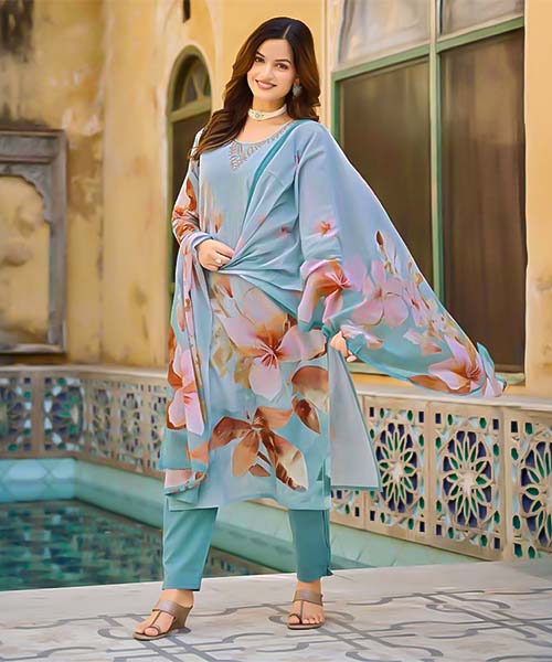 Blue Cotton Casual Wear Salwar Kameez in belfast