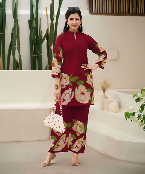 Red Cotton Casual Wear Kurti