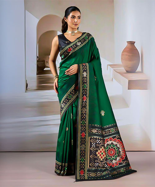 Green  Handloom Weaving Silk Casual Wear Saree