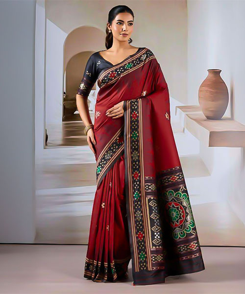 Red  Handloom Weaving Silk Casual Wear Saree in jacksonville