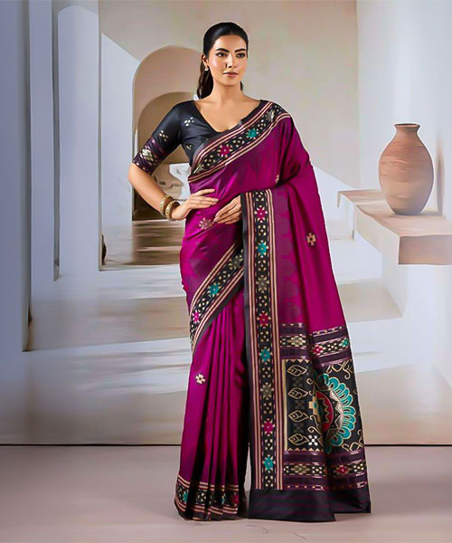 Magenta  Handloom Weaving Silk Casual Wear Saree in switzerland