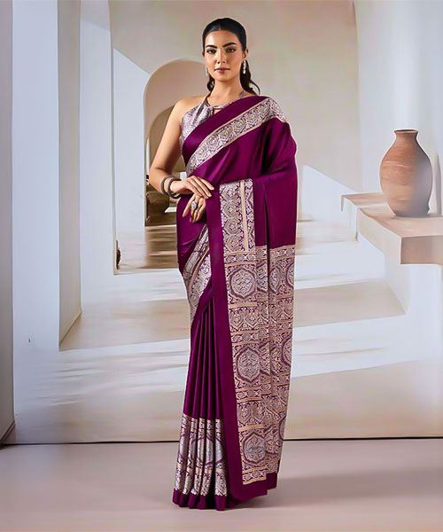 Violet Modal Satin Casual Wear Saree in switzerland