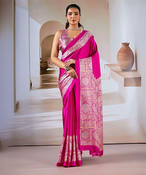 Magenta  Modal Satin Casual Wear Saree in switzerland