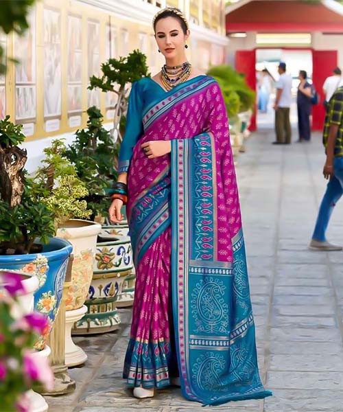 Magenta  Silk  Party Wear Saree