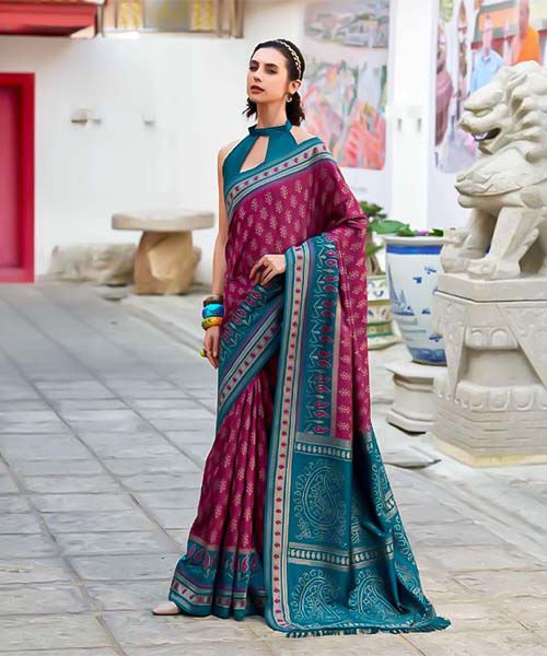 Magenta  Silk  Party Wear Saree