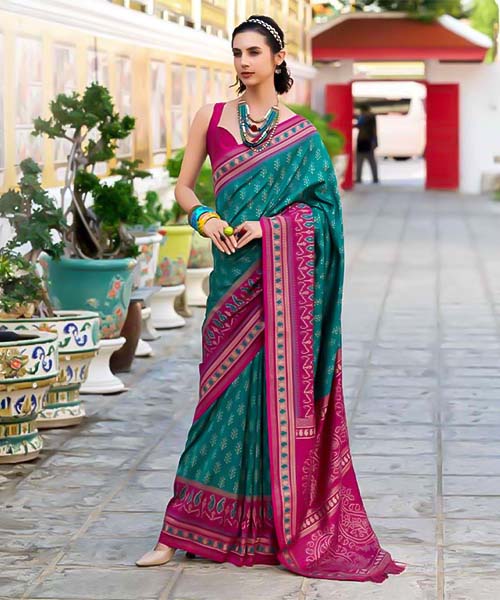 Green  Silk  Party Wear Saree