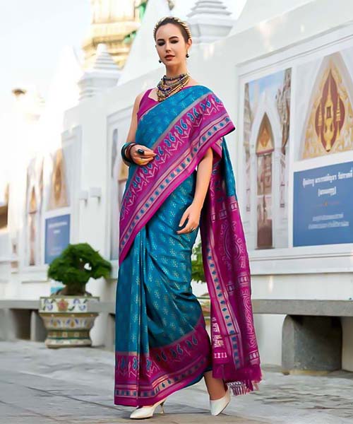 Blue Silk  Party Wear Saree