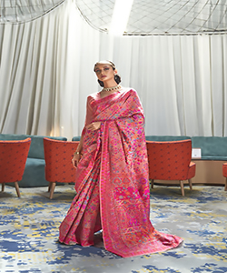 Pink Kashmiri modal Partywear Saree