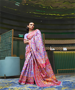 Purple Kashmiri modal Partywear Saree