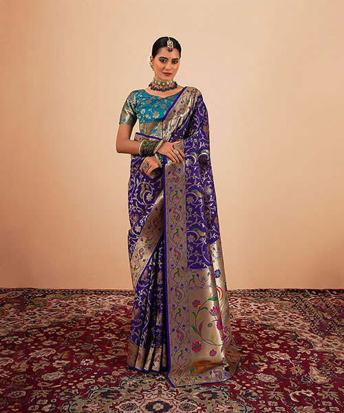 Violet Paithani Silk Party Wear Saree