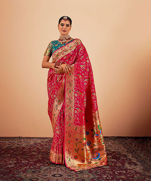 Orange Paithani Silk Party Wear Saree