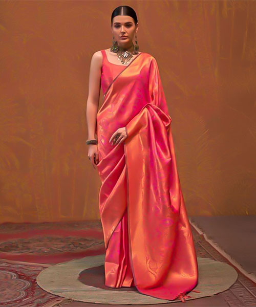 Orange Silk Casual Wear Saree
