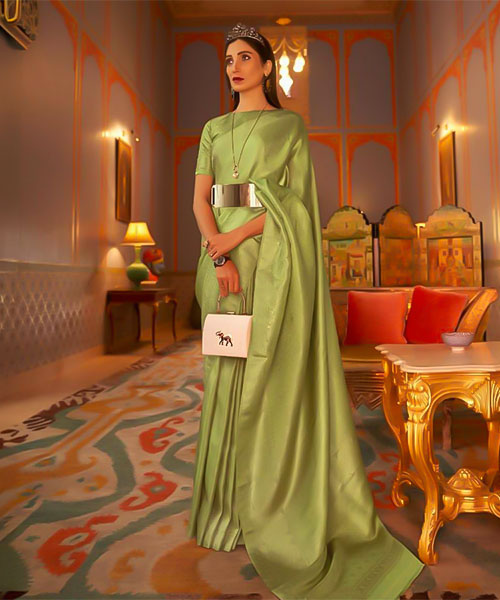Green  Satin Party Wear Saree in middlesbrough