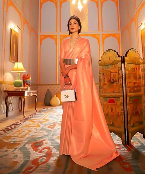 Orange  Satin Party Wear Saree in middlesbrough