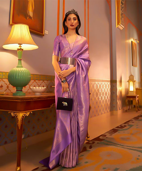 Violet  Satin Party Wear Saree in middlesbrough