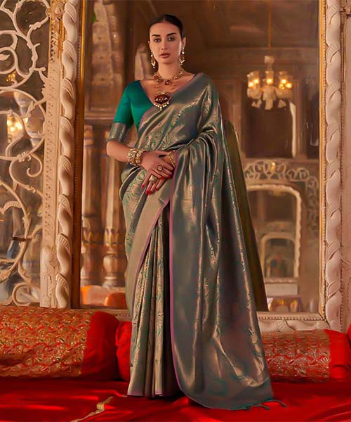 Green  Handloom Weaving Silk Casual Wear Saree in durham