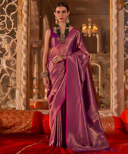 Violet Handloom Weaving Silk Casual Wear Saree in durham