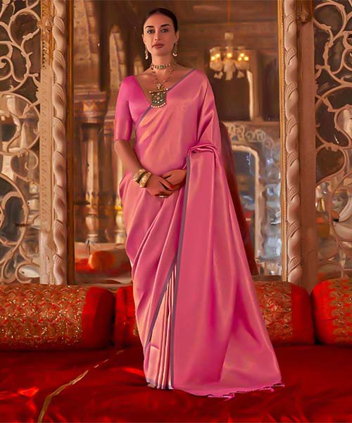 Pink  Handloom Weaving Silk Casual Wear Saree in durham
